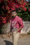 Floral Pothead (Pure Linen Kurta Style Shirt) - AddysForMen®️