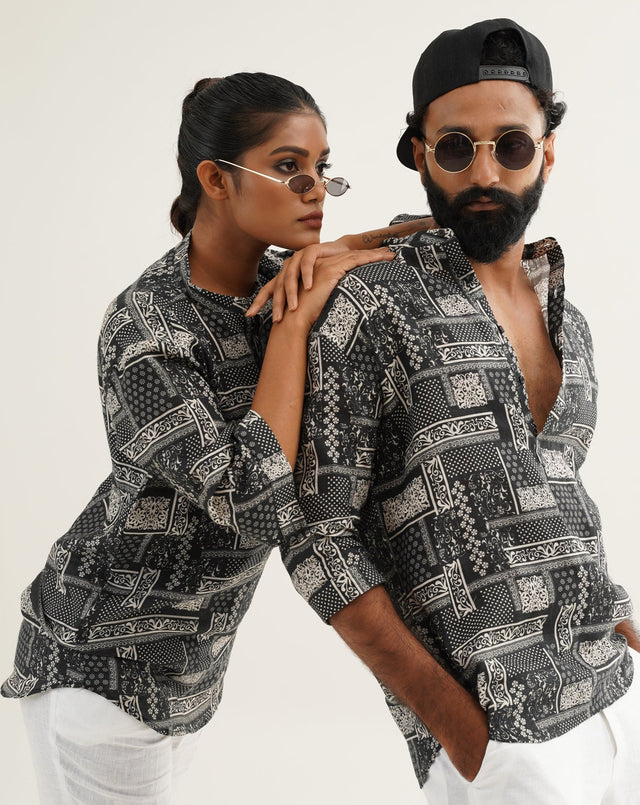 Adorable Floral (Pure Linen Kurta Style Shirt) - AddysForMen®️
