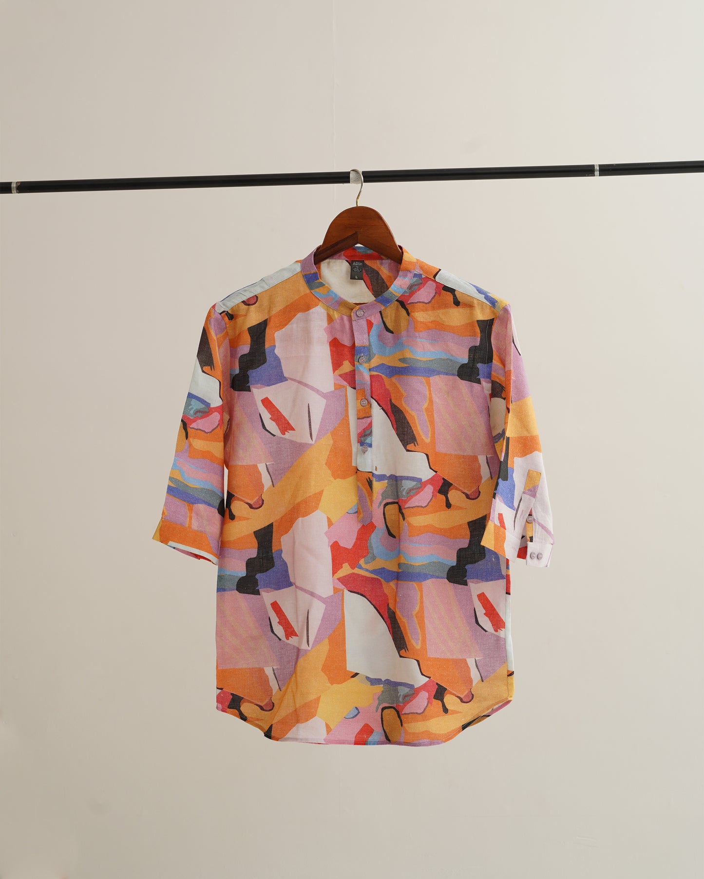 Artistic Print (Pure Linen Kurta Style Shirt) - AddysForMen®️