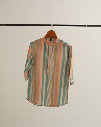 Multicolor Luxurious (Pure Linen Kurta Style Shirt) - AddysForMen®️