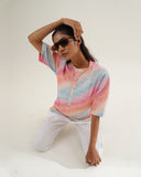 Multicolor Textured (Pure Linen Kurta Style Shirt) - AddysForMen®️