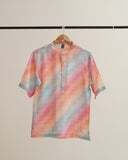 Multicolor Textured (Pure Linen Kurta Style Shirt) - AddysForMen®️